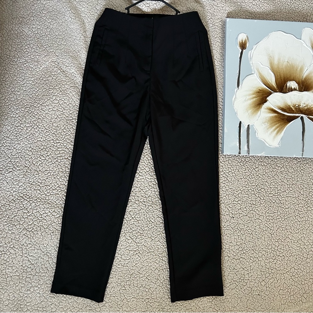 Lulus Black High-Waisted Trousers | Tailored Work Pants | Size Medium